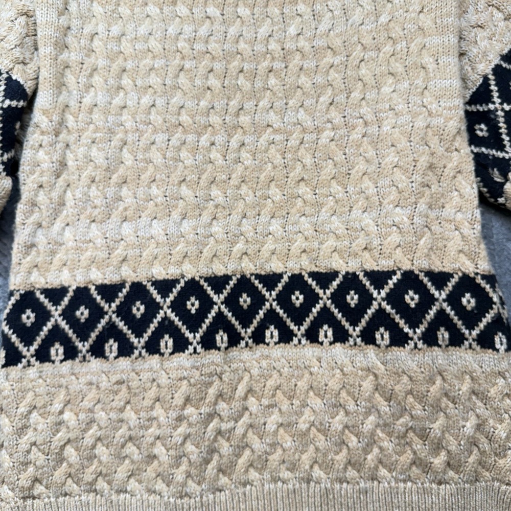 Anthropologie Pilcro Oversized Cable Knit Cardigan Slouchy Argyle Pockets 1X 2X - Picture 6 of 13